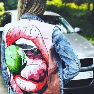 Art custom denim jacket